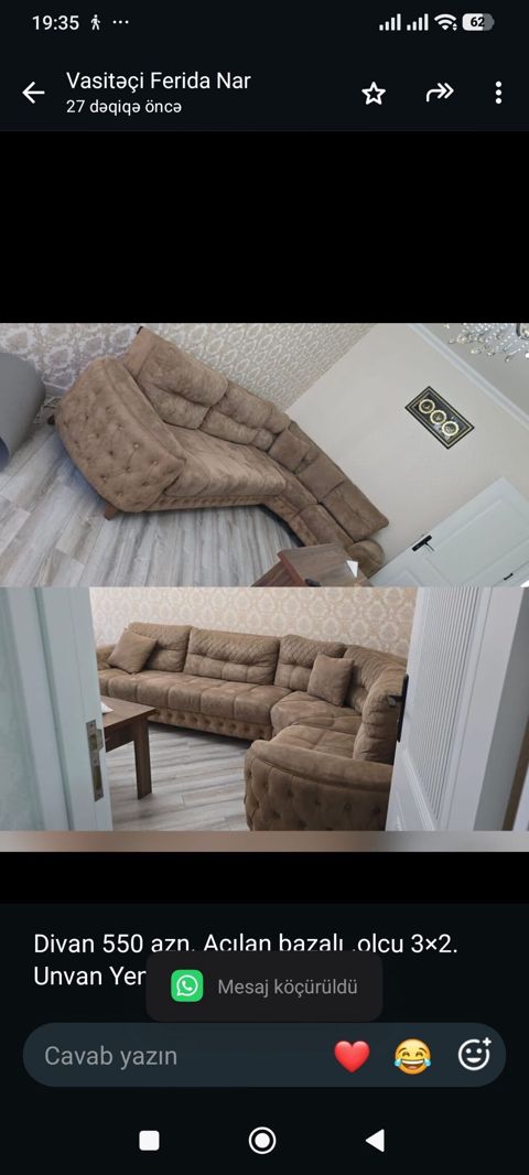 Divan 550 azn. Açılan bazalı .olcu 3×2. Unvan Yeni Günəşli (FN) — Aişə Xanım — Divanlar