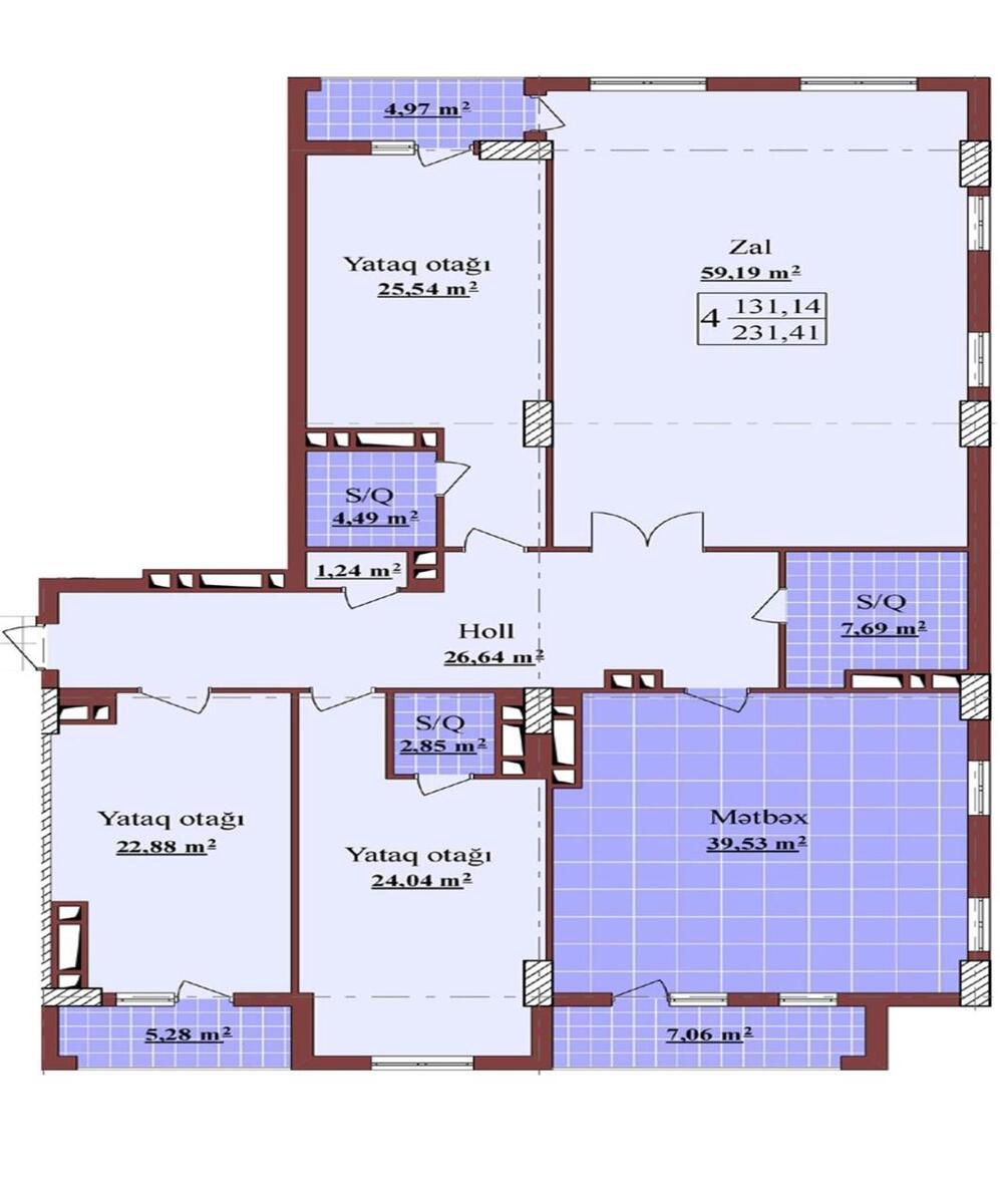 Satılır 4 otaqlı yeni tikili 232 m² — Mənzil, Bakı (3)