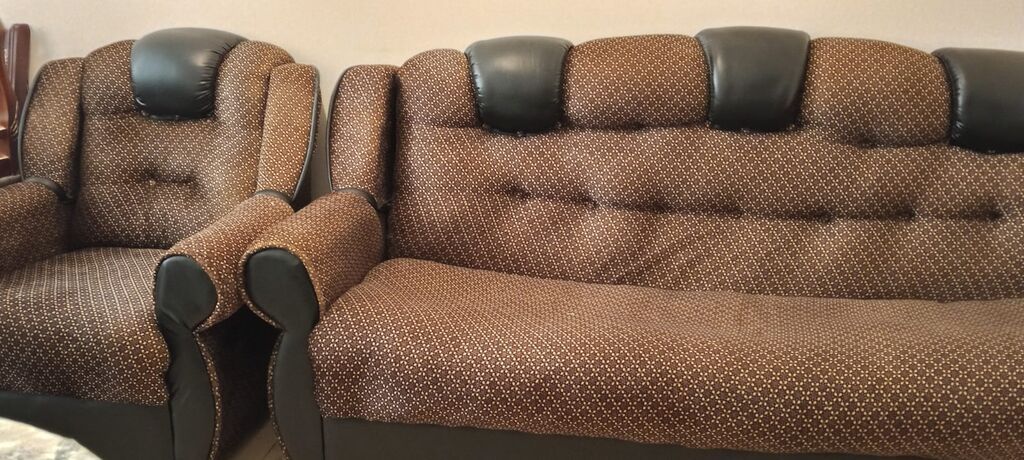 Yumşaq mebel dəsti – 3 yerlik divan + 2 ədəd kreslo - Üslub: Klassik — Mebel, Xırdalan (3)