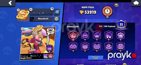 Brawl Stars oyun hesabı - Kupa yolu: 53 919 - Prestij: 22 -