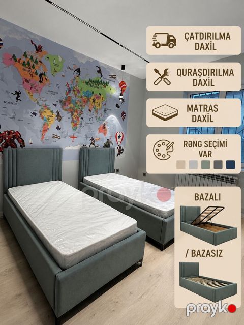 Oğlan və qız üçün, Yeni, 2 təknəfərlik çarpayı, 2 tumba