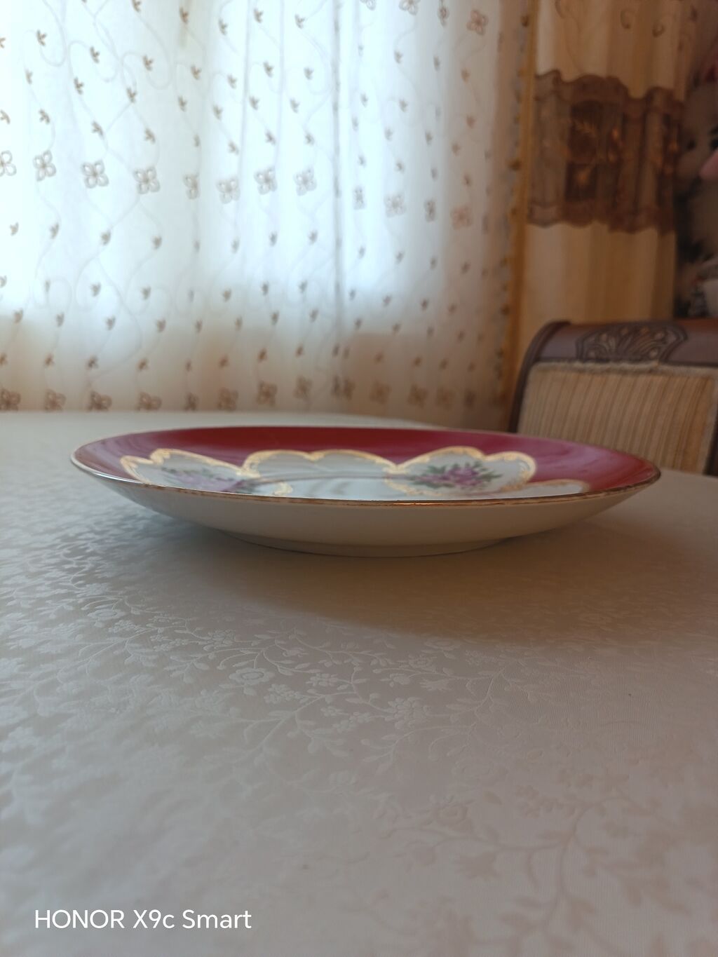 Boşqablar, 1 əd, rəng - Qırmızı, Farfor, SSRİ — Mallar, Bakı (3)