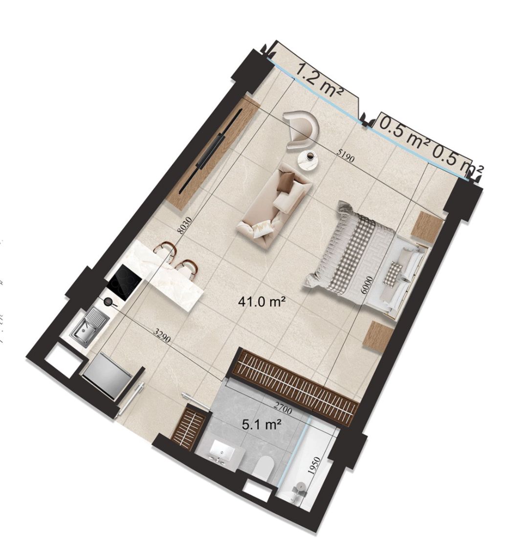 Satılır 1 otaqlı yeni tikili 54.7 m² — Mənzil, Bakı (8)