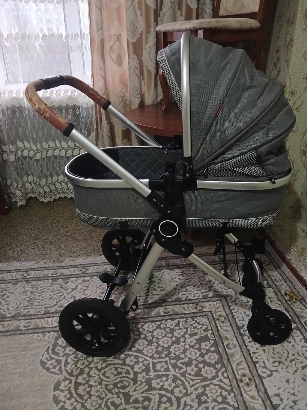 Uşaq arabası – beşik tipli, boz rəng - Rahat və dərin beşik bölməsi — Arabalalar, Bakı (2)