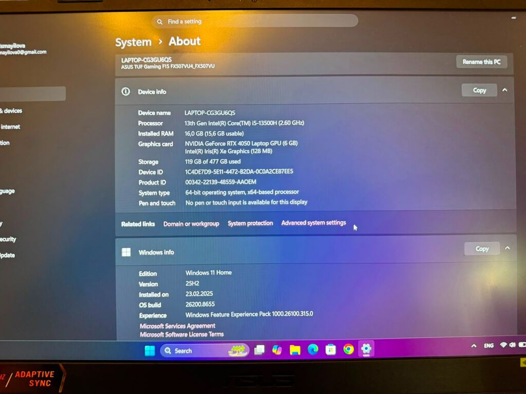 İşlənmiş ASUS TUF Gaming, 15.6 ", Intel Core i5, 512 GB, Pulsuz çatdırılma — Asus, Bakı (3)