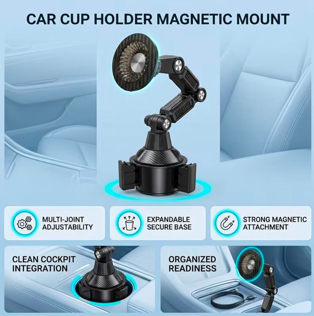 Avtomobil üçün maqnitli telefon tutacağı – stəkanlıq üçün 360° — Avto, Bakı (6)