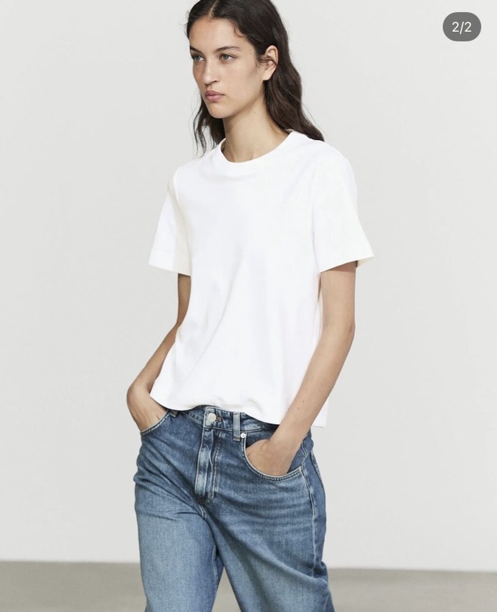Massimo Dutti ağ basic t‑şört - Klassik dairəvi yaxalı, qısa qollu — Şəxsi əşyalar, Bakı
