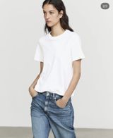 Massimo Dutti ağ basic t‑şört - Klassik dairəvi yaxalı, qısa qollu — Leman