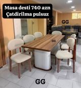 Qonaq otağı üçün, Yeni, Açılmayan, Dördbucaq masa, 6 stul — Furniture