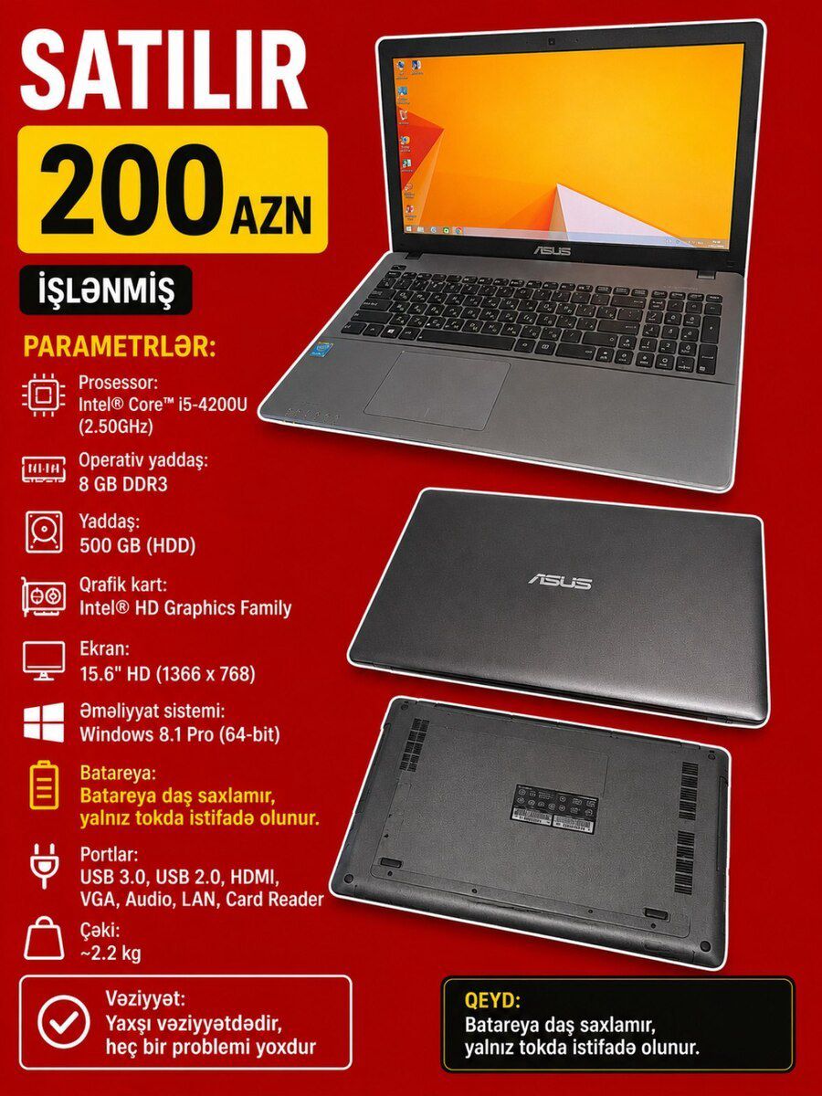 Asus noutbuku — Elektronika, Bakı