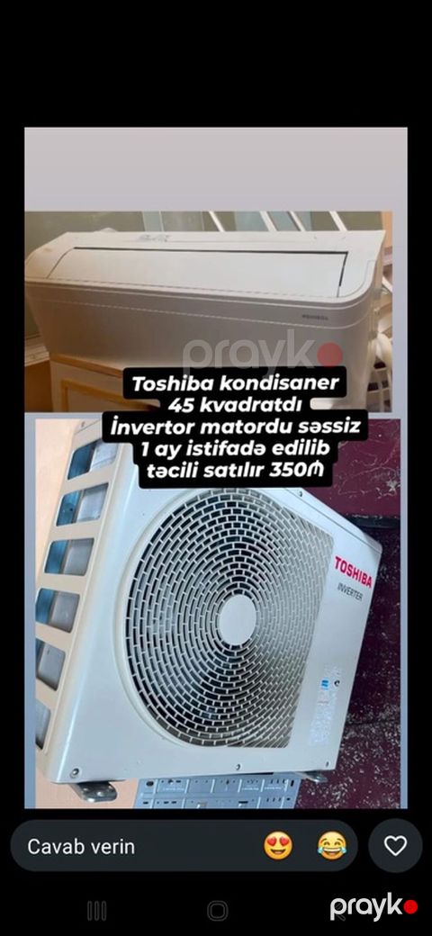 Toshiba kondisioner – inverter tipli, səssiz işləyən model. 45 m²-ə — Lənkəran