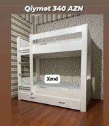 İki mərtəbəli ağ rəngdə uşaq/yeniyetmə çarpayısı - Material: taxta — Goods