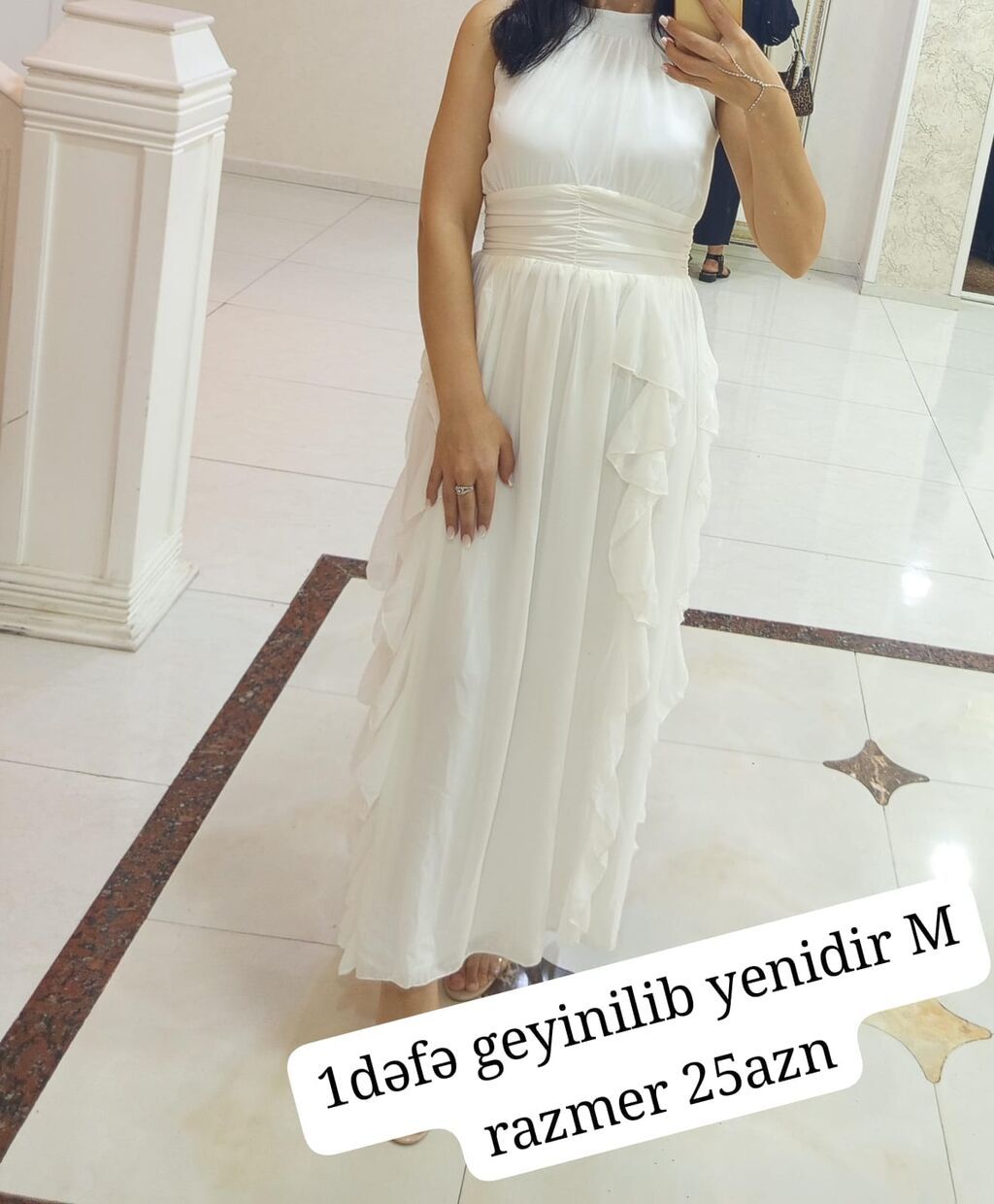 Ağ rəngli zərif gecə/ziyafət donu. - Ölçü: M - Model: qolsuz — Şəxsi əşyalar, Fatmayı