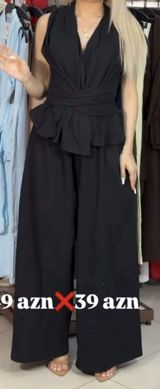 Qadınlar üçün qara kombinezon - Model: qolsuz, V-yaxa, üst hissəsi — Mallar