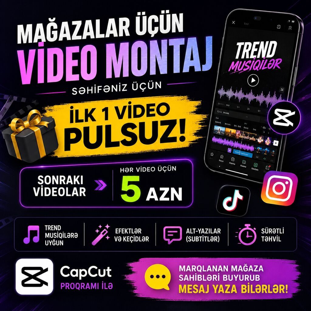 Mağazalar üçün peşəkar video montaj xidməti Səhifəniz üçün qısa və — Xidmətlər, Salyan
