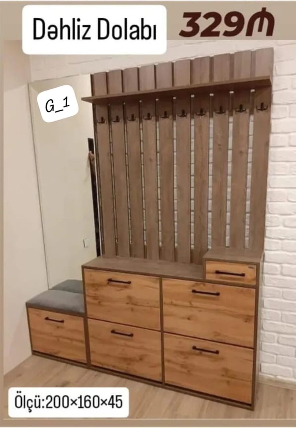 Dəhliz dolabı – funksional və zərif dizayn. Ölçü: 200 × 160 × 45 sm — Mallar, Mehdiabad