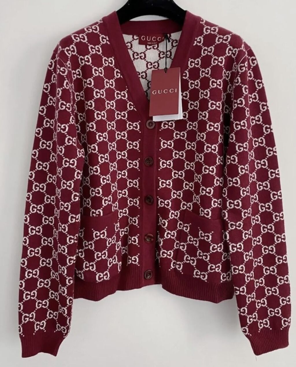 Gucci kardiqan – bordo rəngdə, ümumi monoqram GG naxışları ilə — Şəxsi əşyalar, Bakı