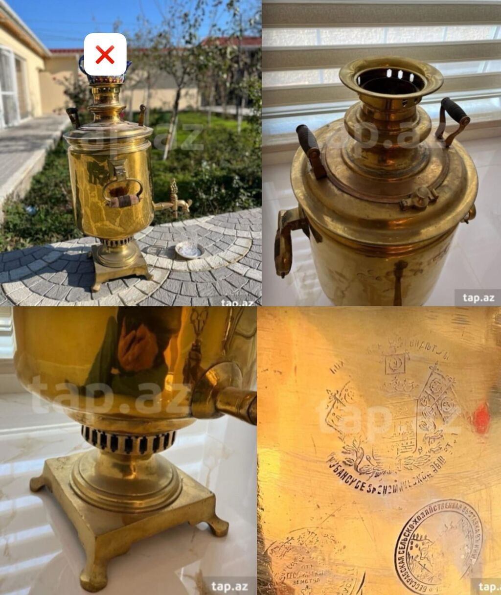 Smovar 25 lt temiz latun Hec bir problemi yoxdur. Üstü pecatlidir — Mallar, Bakı