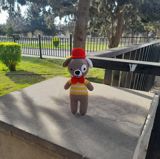 Amigurumi oyuncaq - əl işi toxunma ağ qulaqlı papaqlı it - Dizayn — Oyun və oyuncaq