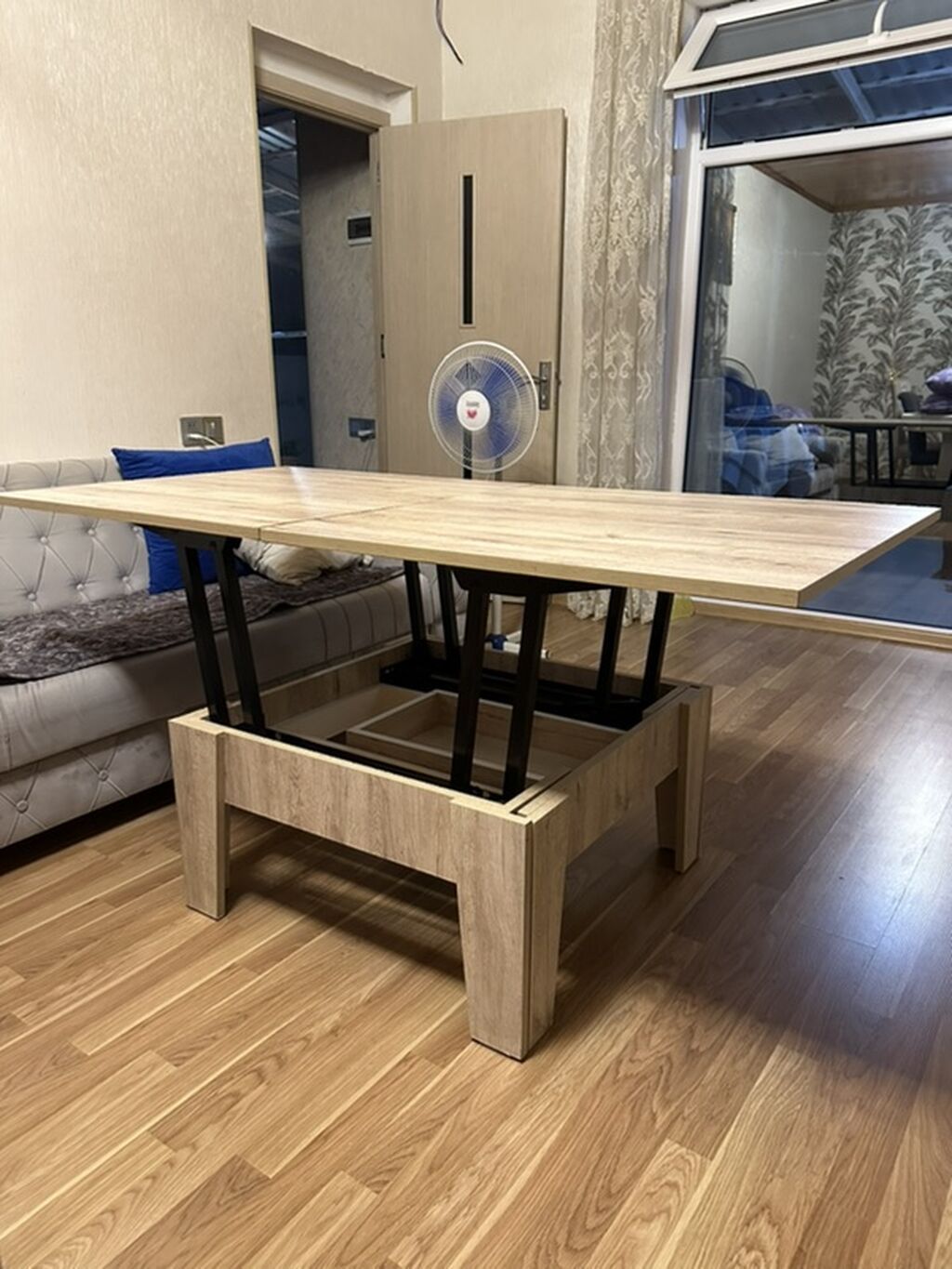 Kvadrat masa, Transformer, Təkərsiz, Teksturalı laminat — Mebel, Digah (2)