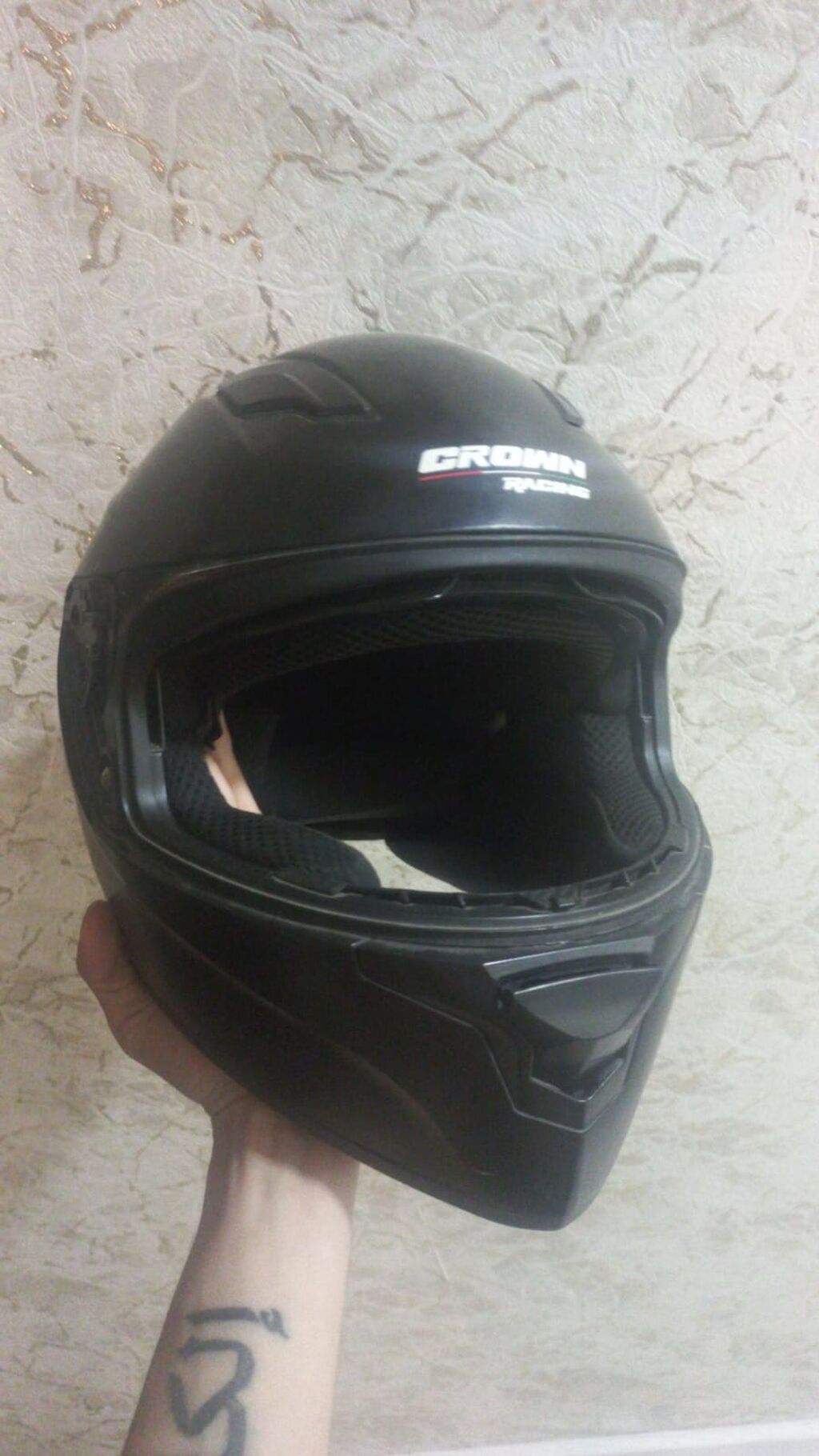 Crown Racing tam üzlü motosiklet dəbilqəsi - Rəng: mat qara - — Avto, Bakı