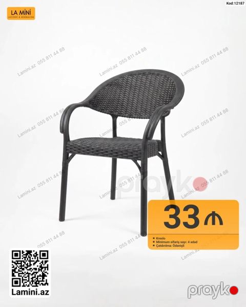 Rattan üslubunda plastik kreslo - Material: davamlı plastik (rattan — Bakı