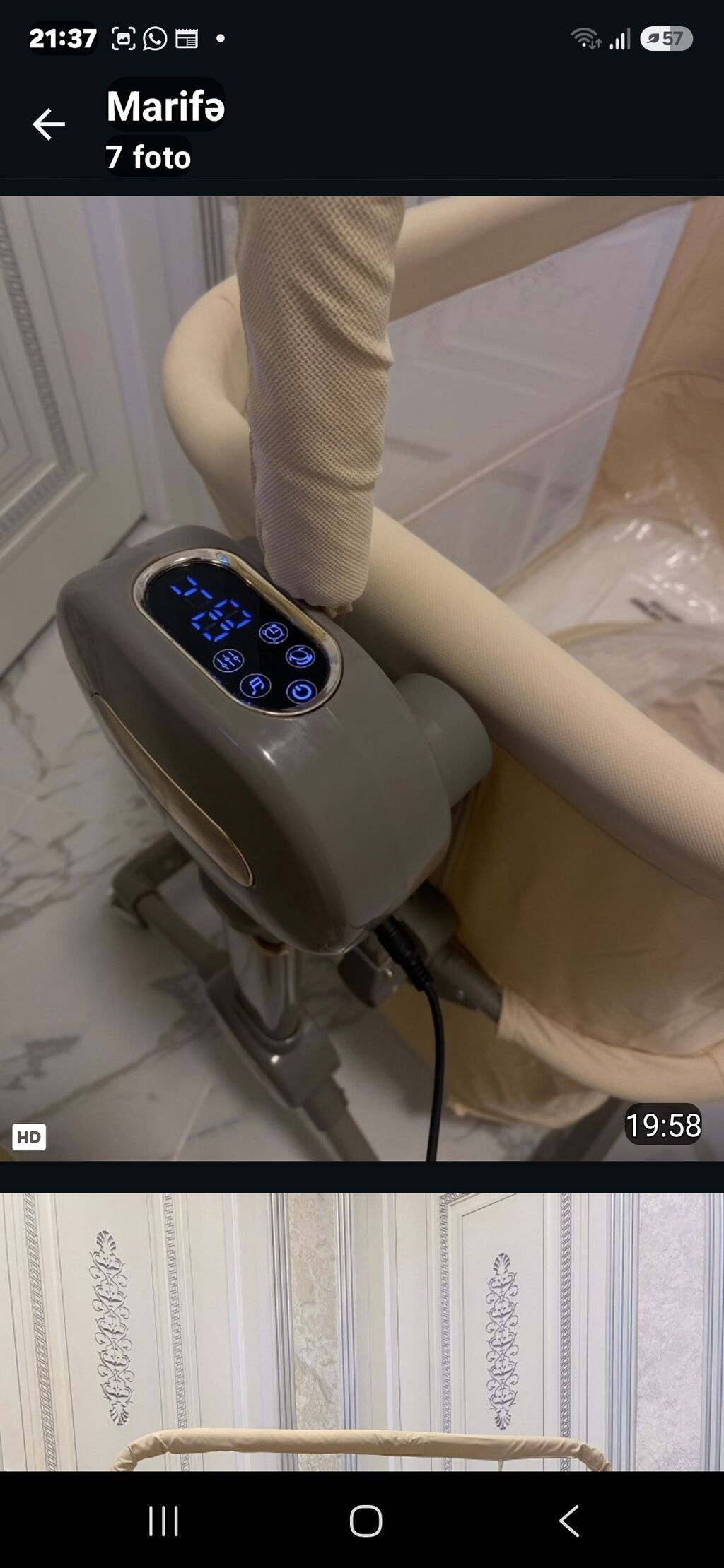 Uşaq üçün elektrikli beşik/kolyaska tipli yatacaq təqdim olunur. Bej — Mebel, Digah (5)
