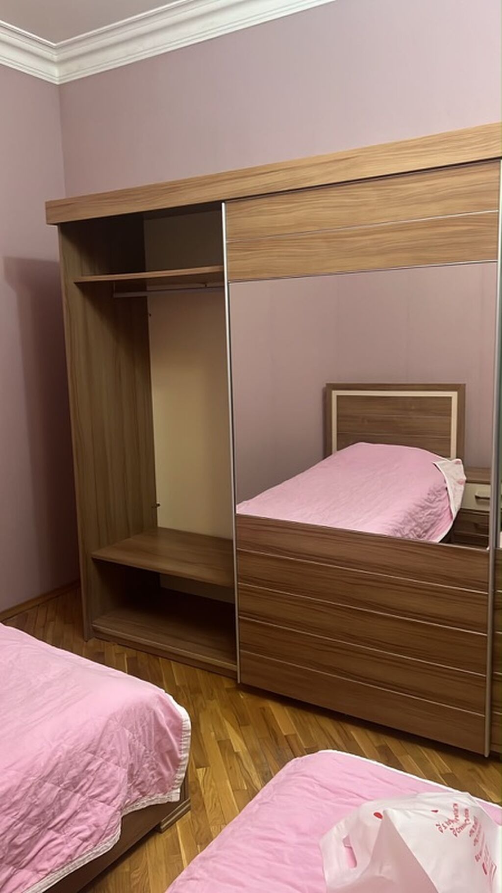 BELLONA Sürgülü Şkaf – güzgülü, çox bölməli - Material: ağac — Mebel, Bakı (2)