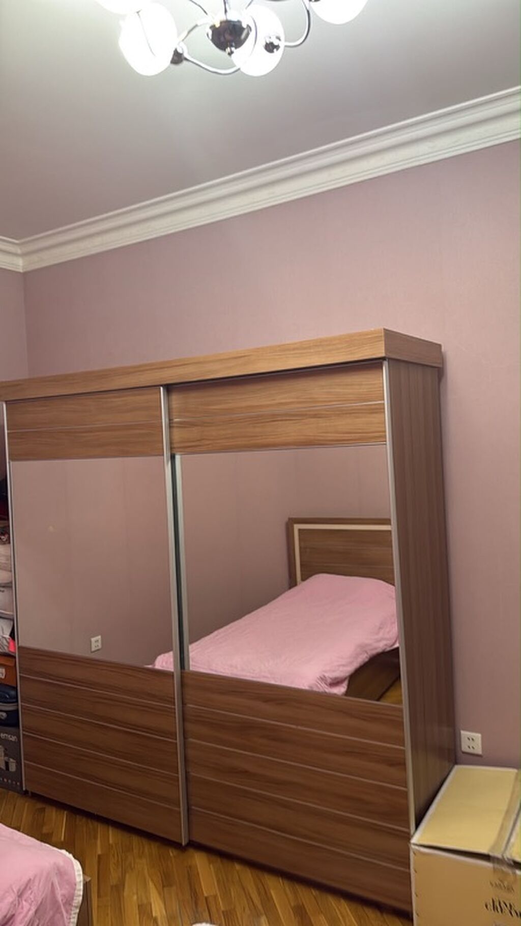 BELLONA Sürgülü Şkaf – güzgülü, çox bölməli - Material: ağac — Mebel, Bakı