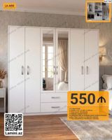 6 qapılı dolab Ağ rəngdə, lakonik və minimalist dizayna malik geniş — Furniture