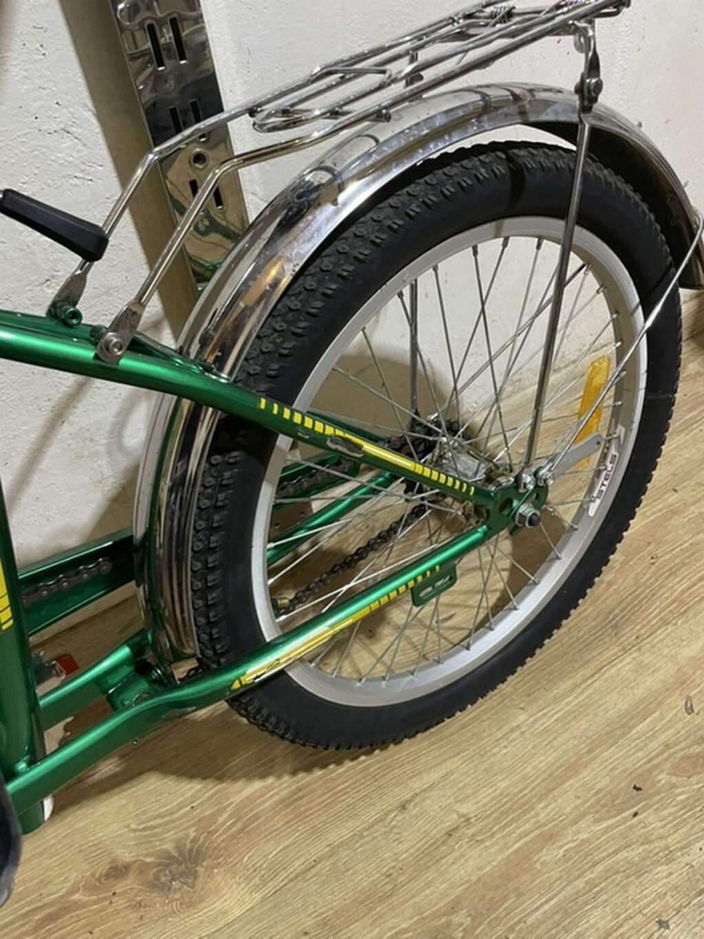 STELS qatlanan velosiped. Yaşıl rəngli, kompakt ölçülü şəhər tipli — Velosipedlər, Bakı (5)