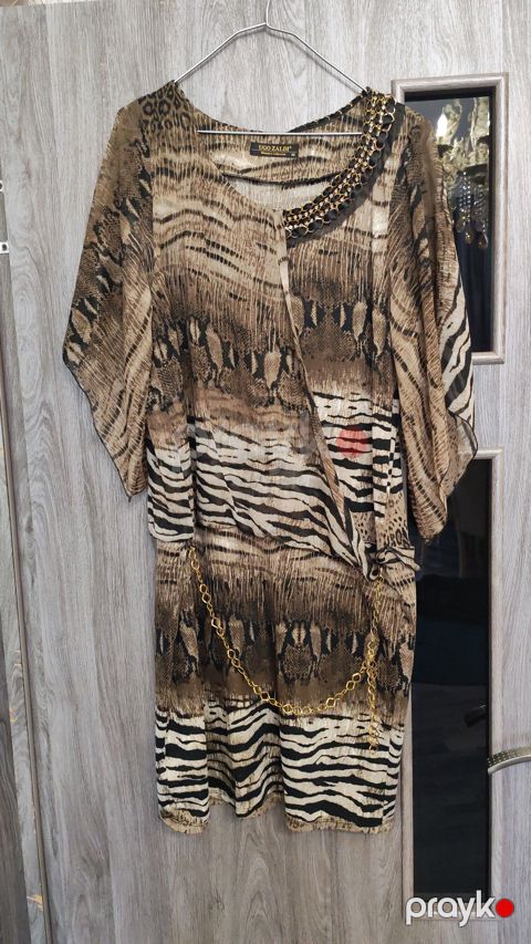 Zebra naxışlı qadın tunik-bluzası, qara-bej — Zabrat