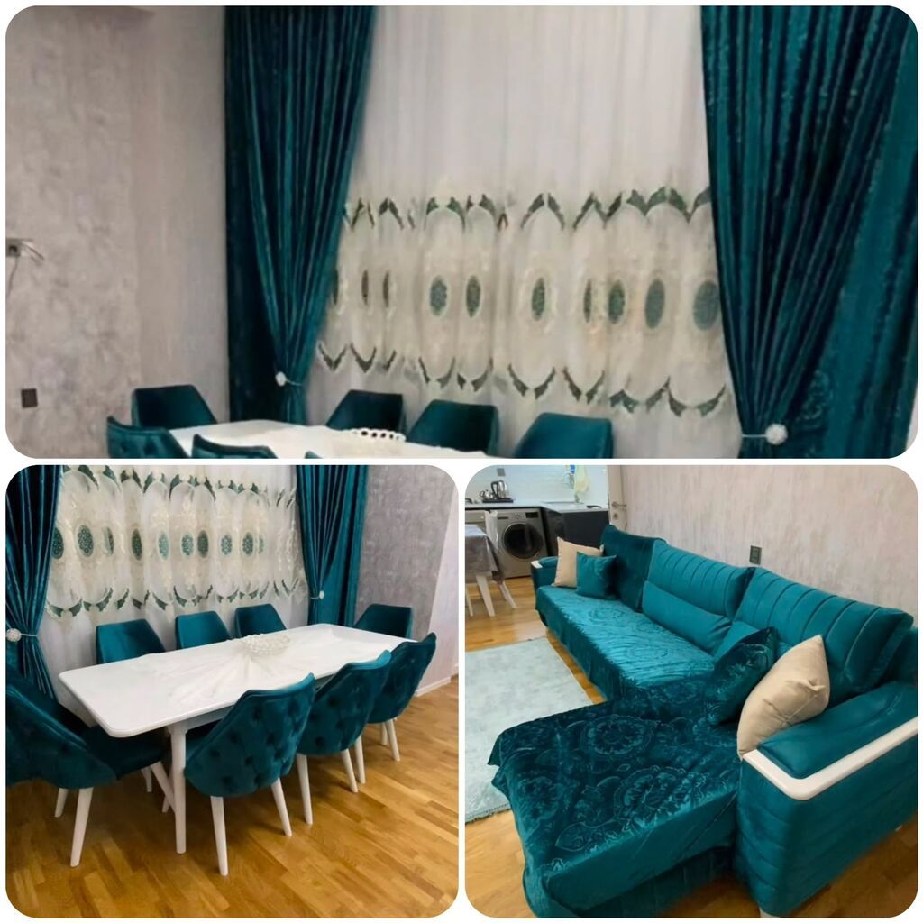 Pərdə+ künc divan+masa desti (8stullu) satılır 800 azn. Künc divan — Mebel, Bakı