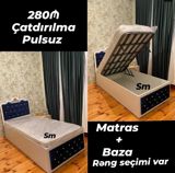 Matraslı bazalı tək nəfərlik çarpayı dəsti. Dəstə matras və geniş — Mallar