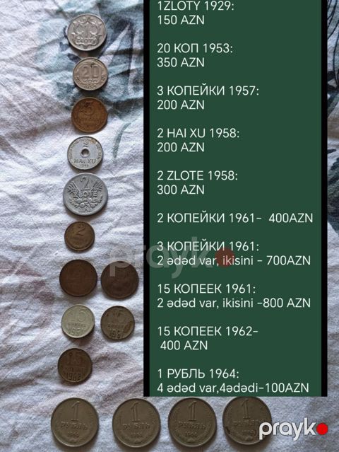 Kolleksiya üçün müxtəlif illərə aid qədim və retro sikkələr təqdim — Bakı