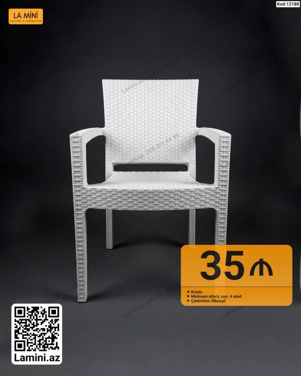 Plastik kreslo Möhkəm və sadə dizayna malik plastik kreslo. Model — Mebel, Bakı (2)