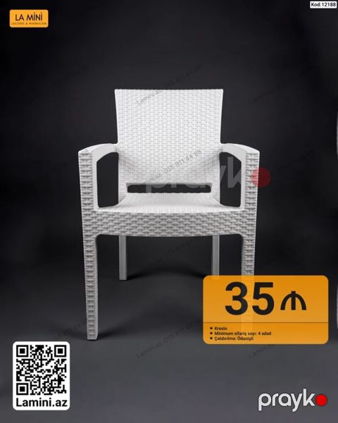 Rattan naxışlı plastik kreslo - Material: möhkəm plastik, rattan — Bakı
