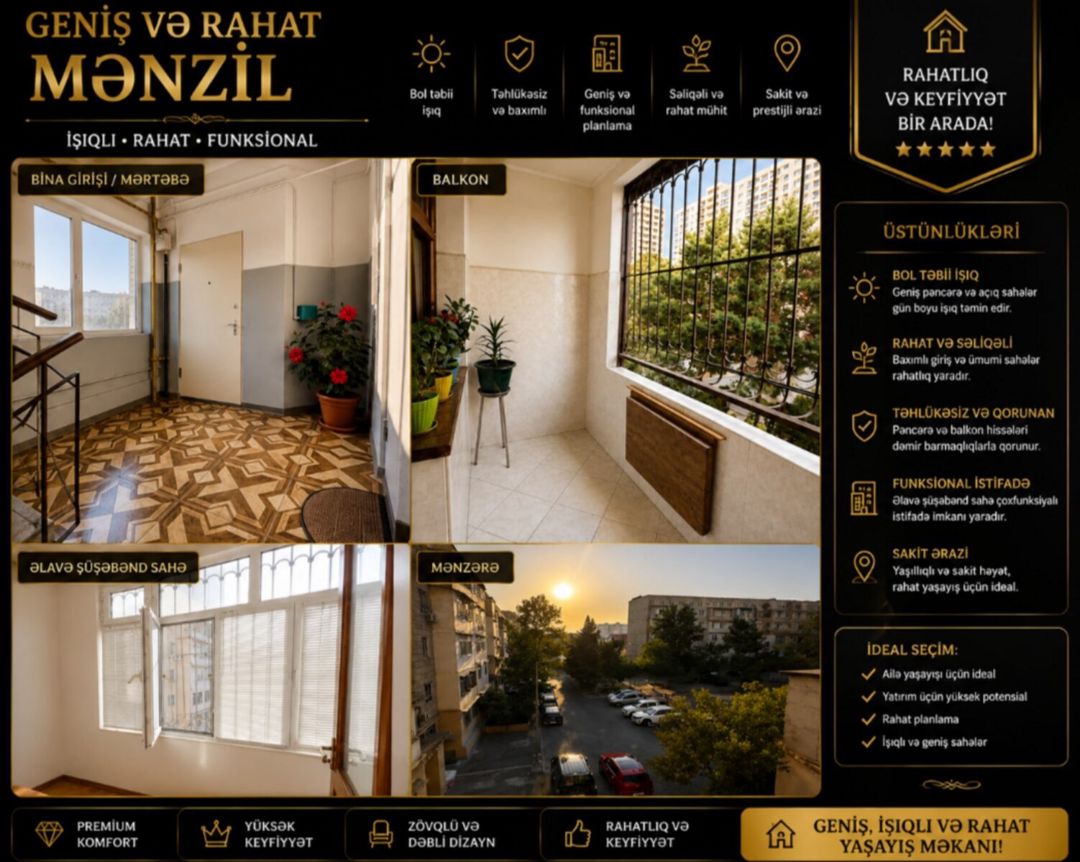 3-otaqlı mənzil, Qara Qarayev metrosu, 135 m² — Mənzil, Bakı (9)