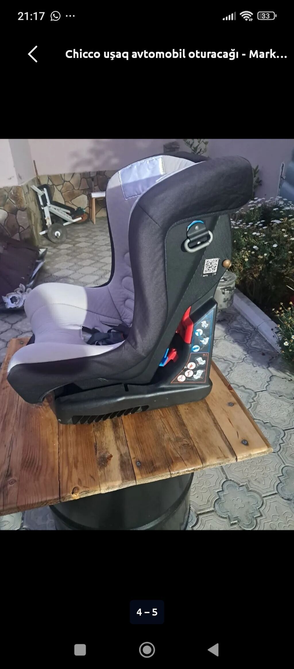 Chicco uşaq avtomobil oturacağı. Boz və qara rəng kombinində olan bu — Mallar, Digah (2)