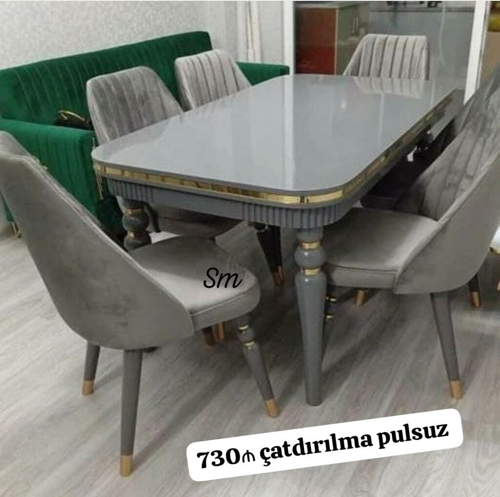 6 stul + masa qonaq otağı/dining dəsti. Dəstə 1 ədəd düzbucaqlı masa — Mebel, Digah (4)