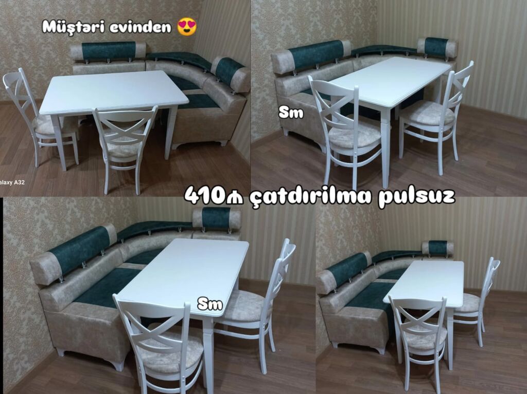 Mətbəx üçün künc dəsti Tərkib: - Künc divan - Masa - 2 ədəd stul — Mebel, Digah (4)