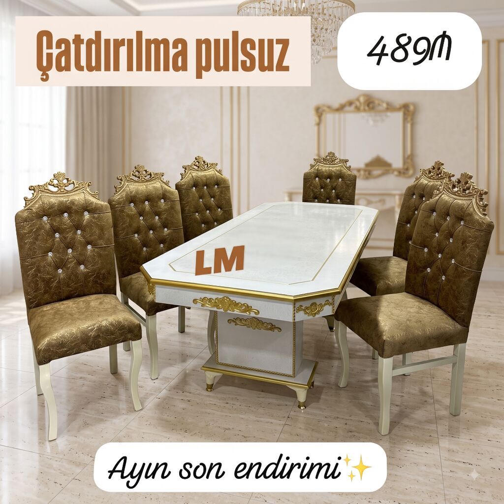 Möhtəşəm TACMARAL masa dəsti👑 Yüksək keyfiyyətlə Qiymət : Masa — Mebel, Bakı (4)
