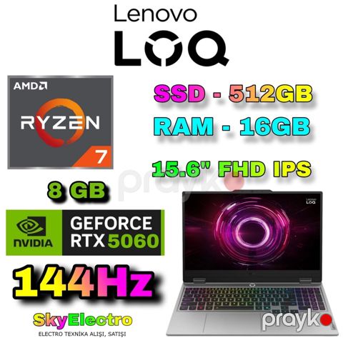 Lenovo LOQ 15AHP10 R7 15Gen RTX 5060 8 GB Gaming — Bakı