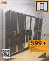 6 qapılı dolab – qara rəngdə, qızılı dekor xətləri ilə müasir və zərif — Furniture