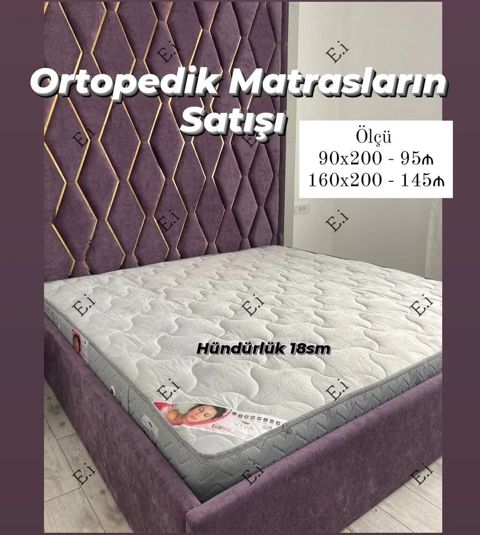 Ortopedik matrasların satışı - Ölçülər: - 90x200 – 95₼ - 160x200 — Mehdiabad