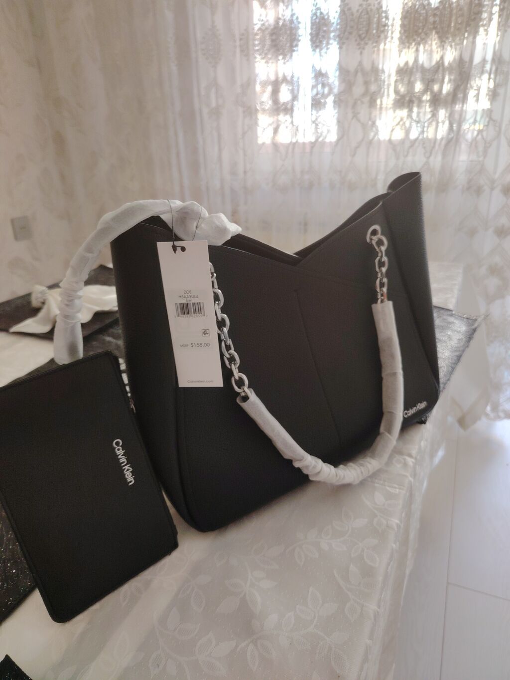 Calvin Klein qadın çantası və cüzdan dəsti. Qara rəngli, zərif və — Çantalar, Bakı (2)