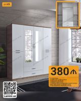 4 qapılı paltar dolabı. Müasir və minimalist üslubda hazırlanıb, ağ — Furniture