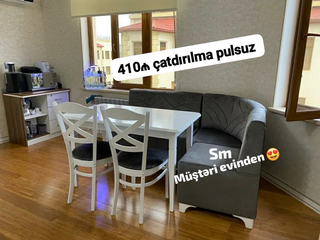 Mətbəx üçün künc dəsti Tərkib: - Künc divan - Masa - 2 ədəd stul — Mebel, Digah (8)