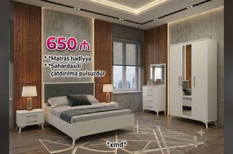 Yataq otağı mebel dəsti – modern dizayn Müasir üslubda hazırlanmış