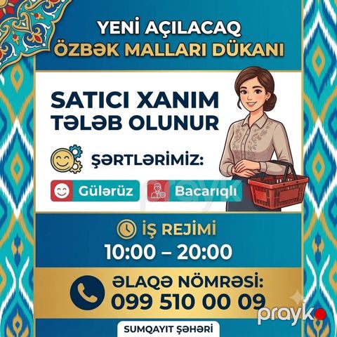 Satış məsləhətçisi tələb olunur, Yalnız qadınlar üçün — Sumqayıt